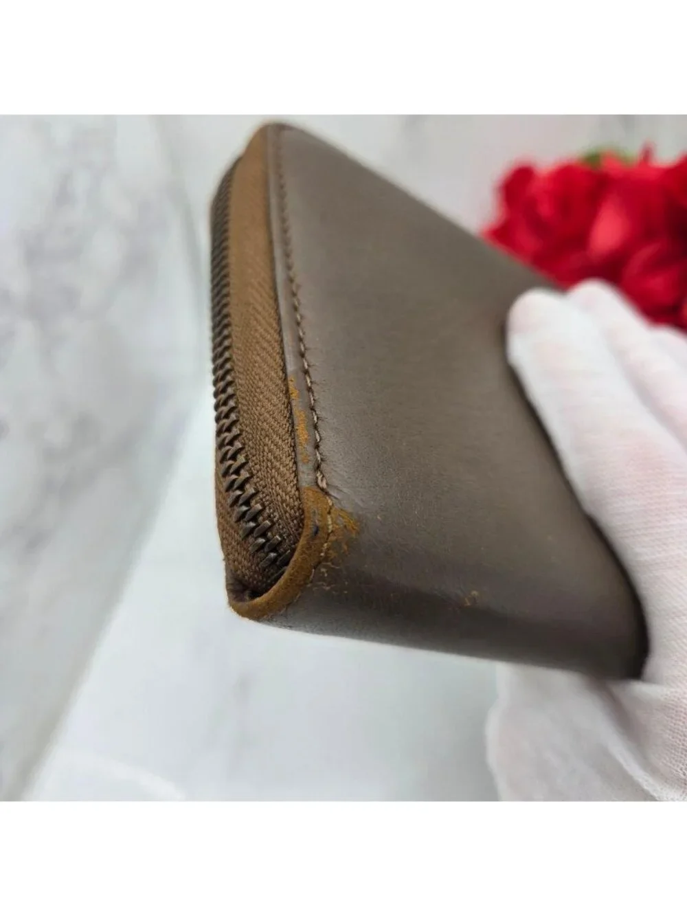★SOLD★ Gucci Logo Zip Around Wallet Bamboo Brown - Picture 6 of 13